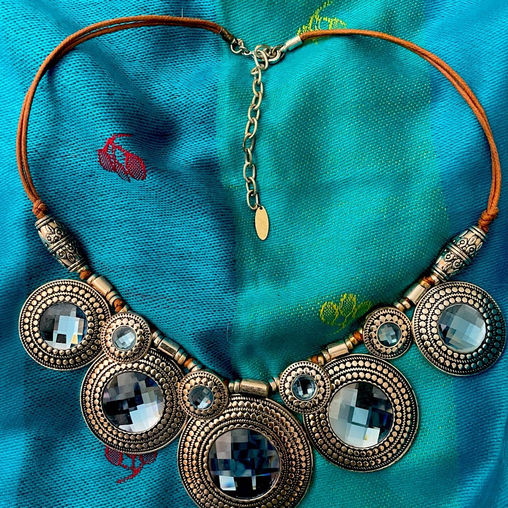 Gorgeous aqua blue glass and silver necklace
